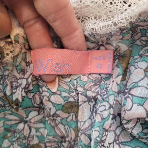 WISH ROMANTIC LACE SHEER SILKY FEEL VINTAGE INSPIRED FLORAL WOMEN'S SIZE XS - Picture 14 of 16